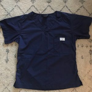 Blue Sky Scrubs Navy Blue Simple Scrub Top XS